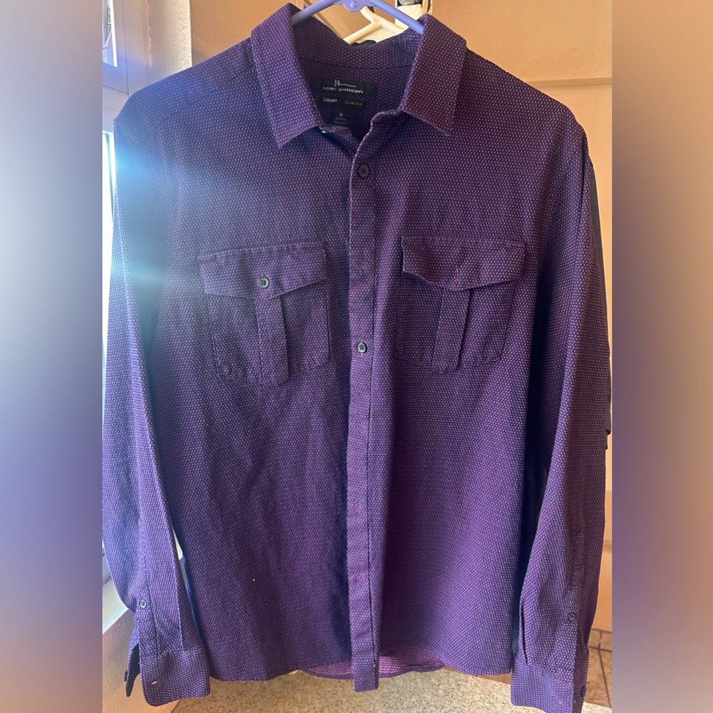 Marc Anthony Luxury Slim Fit Purple Shirt